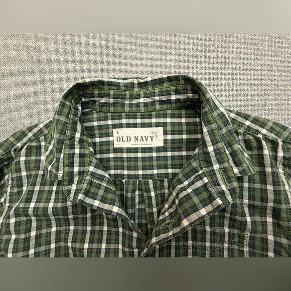 Old Navy Kids Green Checkered Button-Down Dress Shirt 0091 - Picture 4 of 6